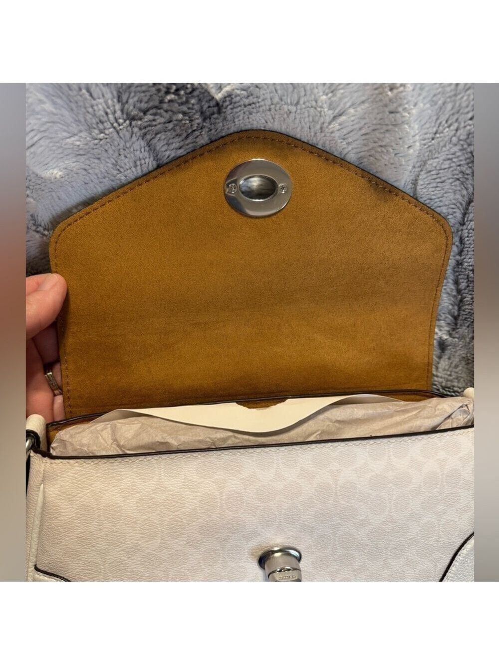 Coach - Signature Millie Shoulder Bag w/crossbody Strap Chalk/Glacier White NEW - Picture 9 of 11